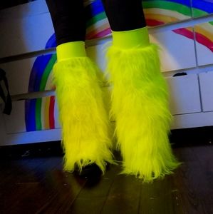 Neon Fluffy Boot Covers Rave Raver Legwarmers